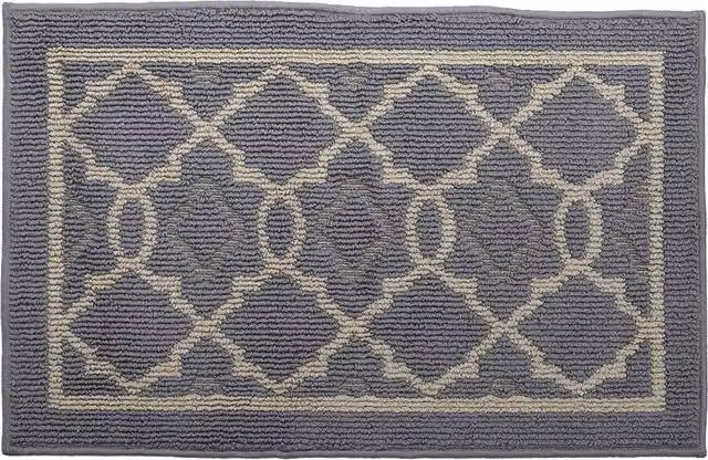 Livingandhome Grey Rectangular Polypropylene Anti-Slip Graphic Doormat