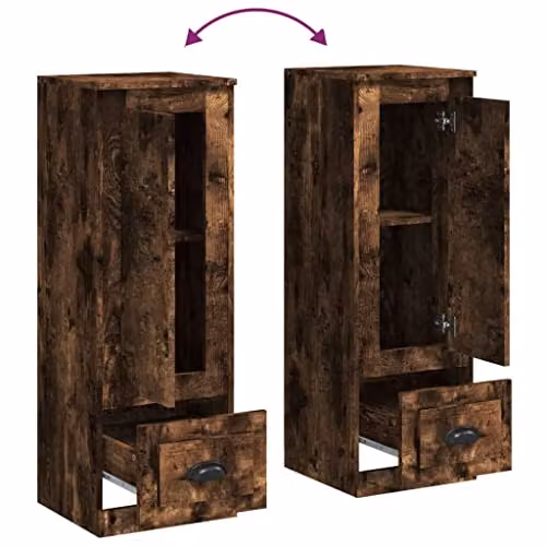 vidaXL Highboard in Smoked Oak, Brown Rustic Engineered Wood, W/D/H: 36 x 35.5 x 103.5 cm – 4