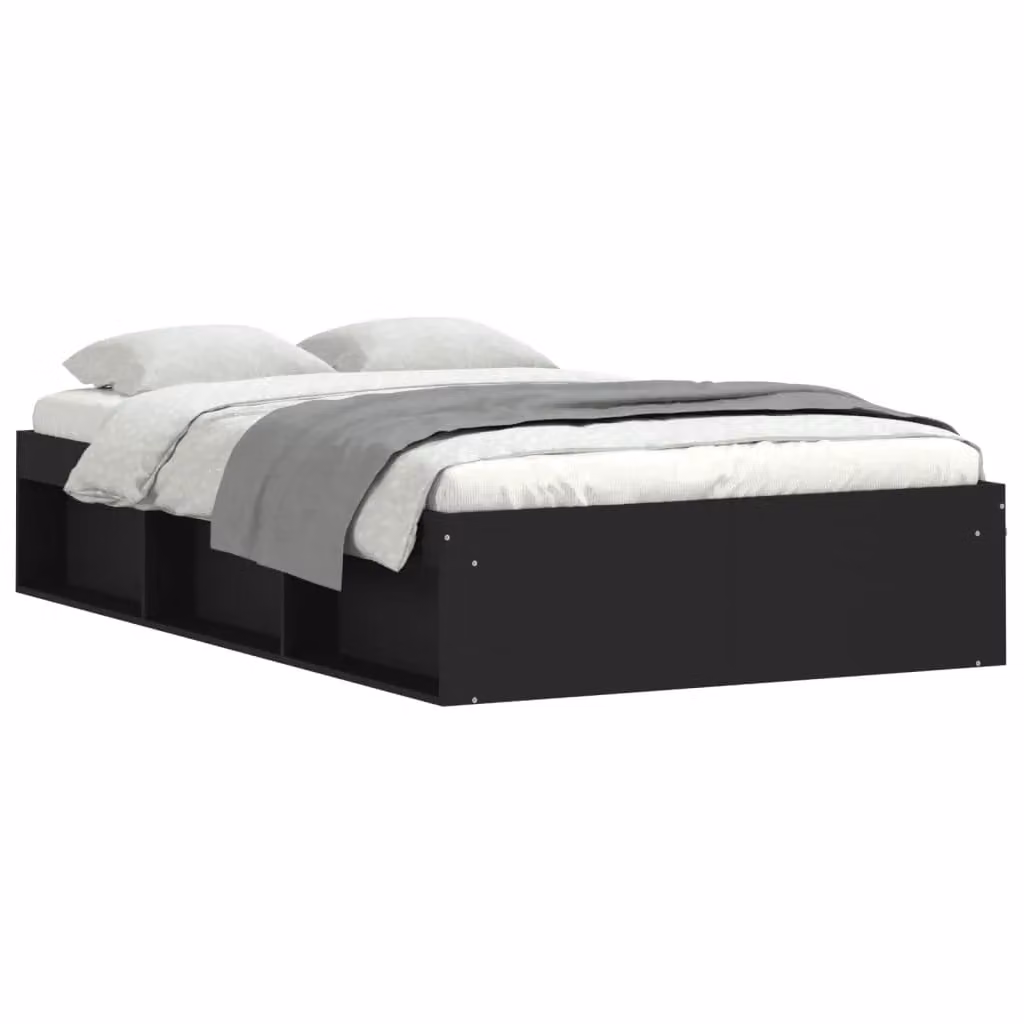 Berkfield Home Modern Bed Frame in Black with Side Compartments, W/D/H: 120 x 200 cm – 2