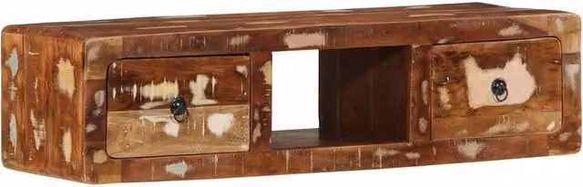 Berkfield Home Wall-mounted TV Cabinet in Brown Reclaimed Solid Wood W/D/H: 100 x 32 x 25 cm – 1