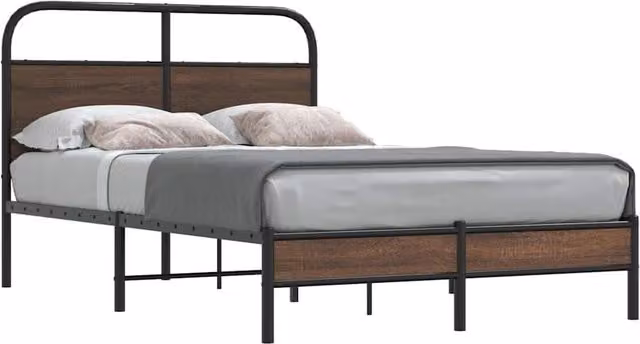 Berkfield Home Bed Frame in Brown Oak, W: 140 cm, D: 190 cm – 1