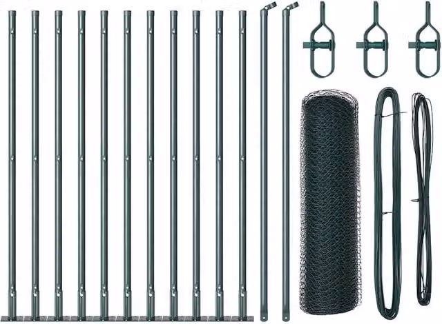 Berkfield Home Green PVC Coated Steel Hexagon Fence, W: 0.4 m, L: 25 m – 1