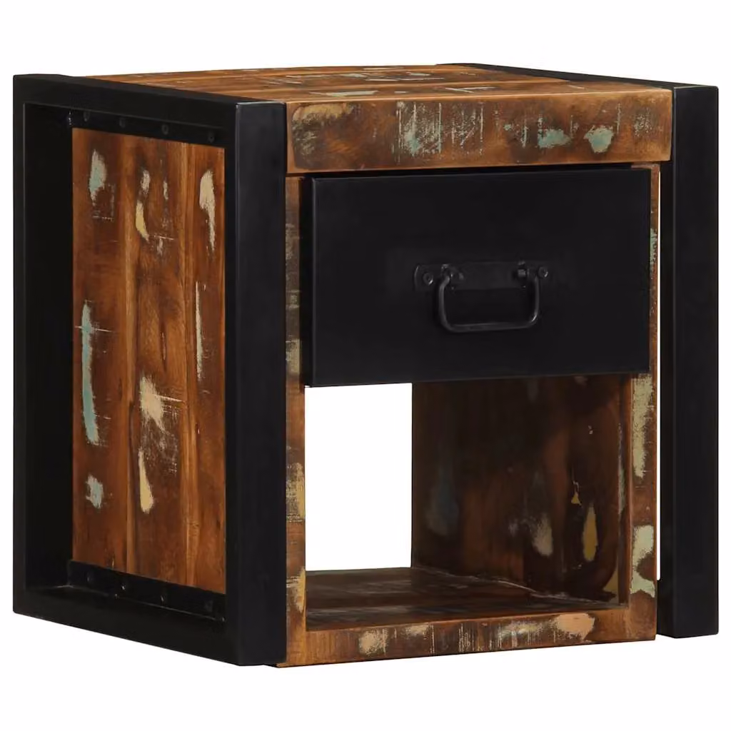 Berkfield Home Set of 2 Multicolour Reclaimed Solid Wood Bedside Cabinets, W/D/H: 40 x 35 x 40 cm – 2