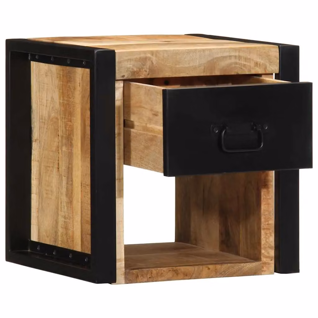 Berkfield Home Bedside Cabinet in Brown Solid Rough Mango Wood, W/D/H: 40 x 35 x 40 cm – 2
