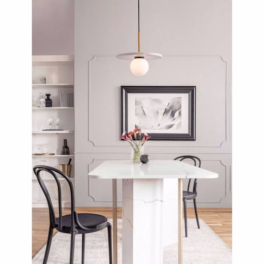 Netlighting Idor Globe Pendant Ceiling Light in Opal White and Sandy Black with G9 LED Bulb – 2