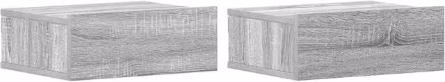 Berkfield Home Set of 2 Floating Nightstands in Grey Sonoma, W/D/H: 40 x 30 x 15 cm