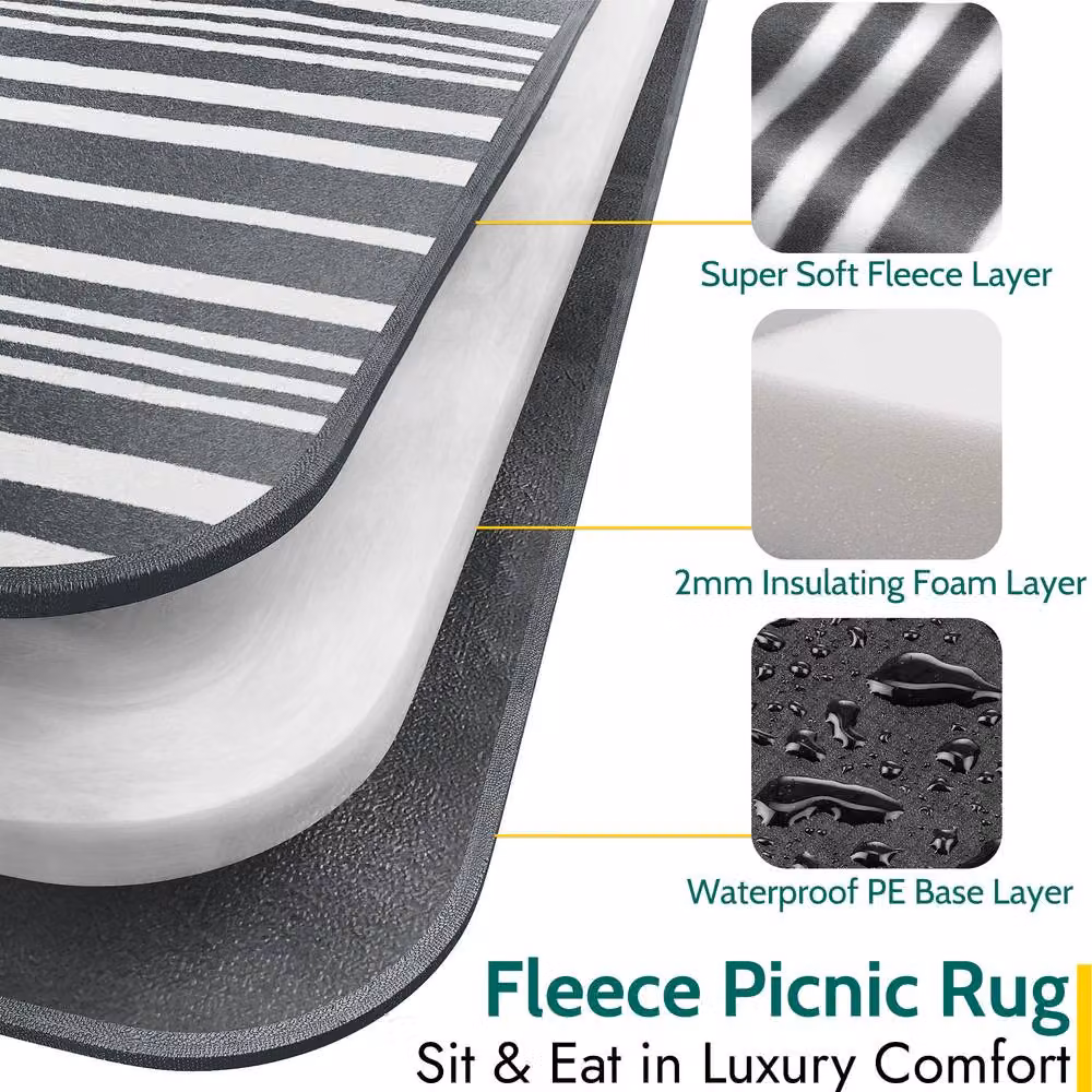 Trail Outdoor Leisure Waterproof Fleece Picnic Blanket in Grey – 2
