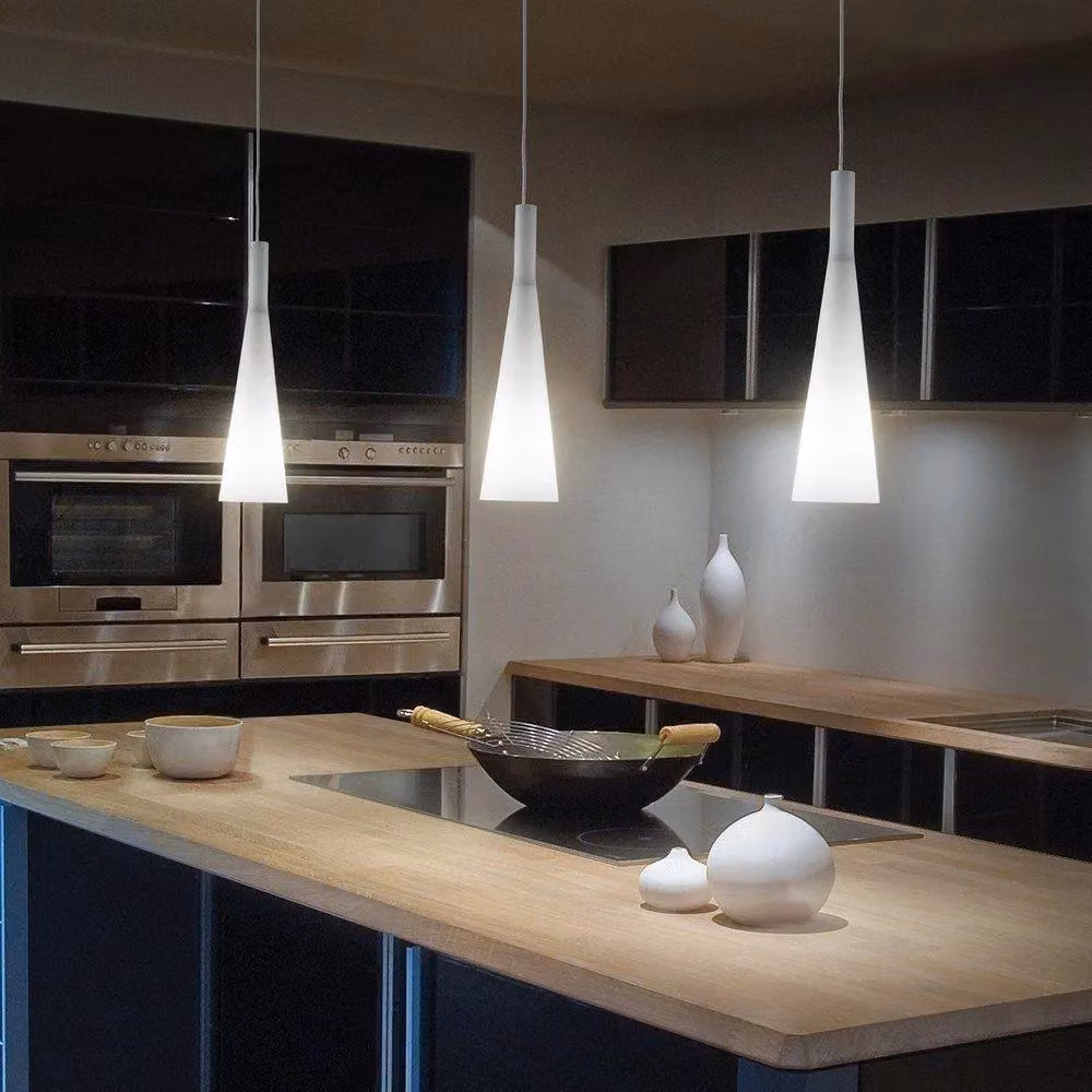 Netlighting Milk 3 Light Suspended Ceiling Pendant Light in White with Glass Cones and Height Adjustment – 2
