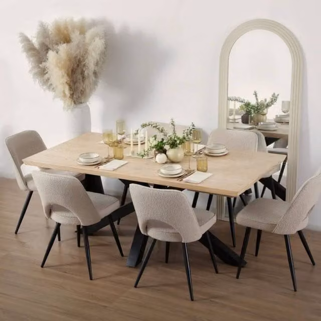 Home Garden Direct Triton 6 Seater Rectangular Dining Table in Light Oak, W: 180 cm, D: 95 cm – 1