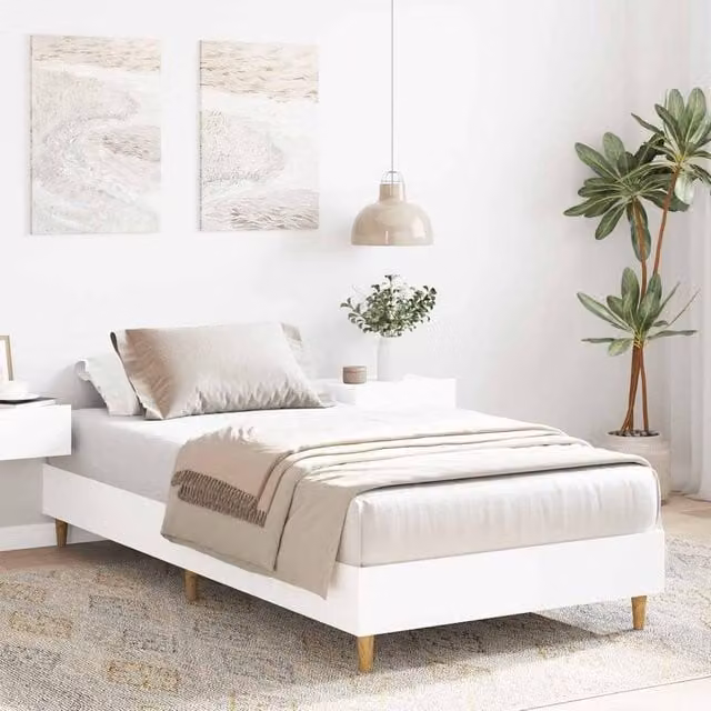 Berkfield Home Durable Bed Frame in White, W/D/H: 100 x 200 x 25 cm