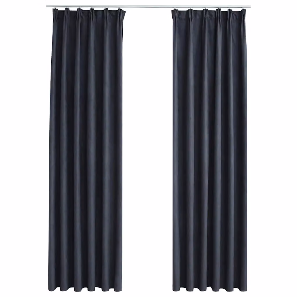 Berkfield Home Anthracite Blackout Curtains with Hooks, 2 Pack, W: 140 cm, H: 175 cm – 2