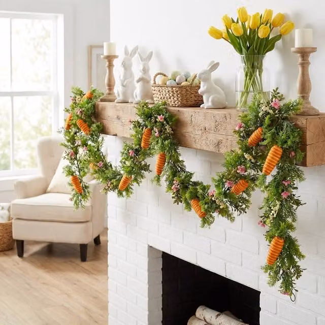 Garden Greatness Decorative Easter Carrot Garland in Orange, Green and Multicolour