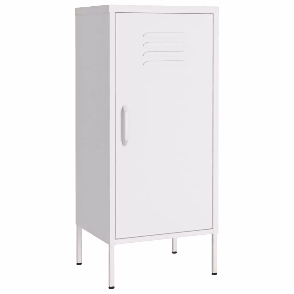 Berkfield White Metal Freestanding Storage Cabinet with Hinged Doors W/D/H: 42.5 x 35 x 101.5 cm – 2