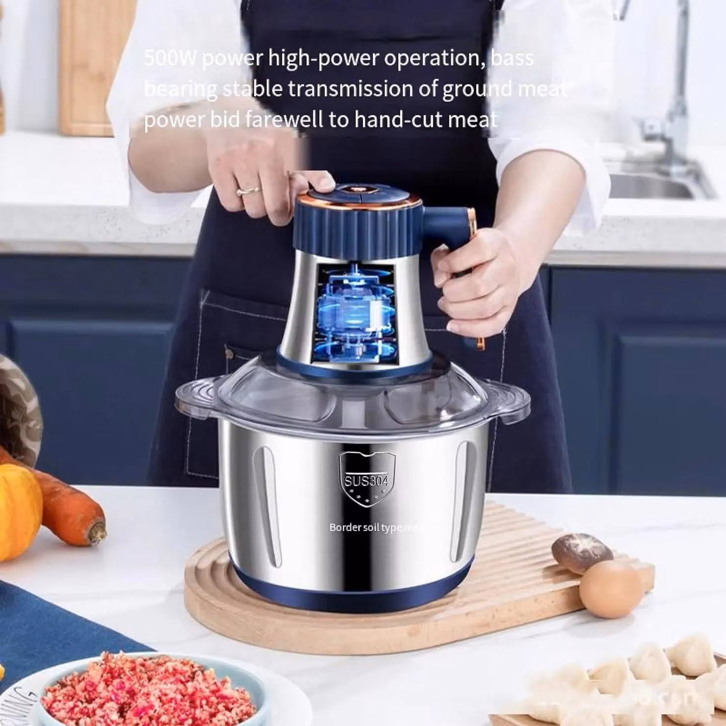 Hinsinc 500W Electric Meat Grinder, Mincer and Food Processor in Blue – 7