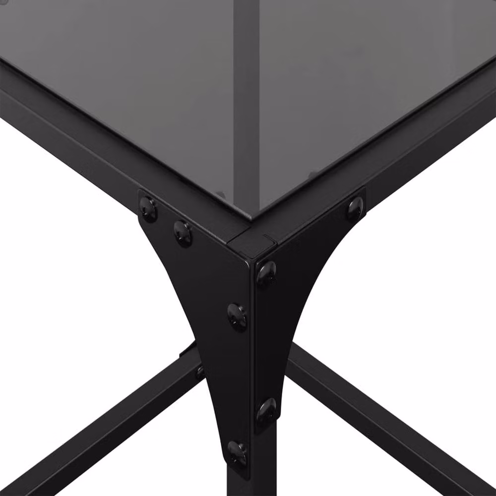 Berkfield Home Modern Square Coffee Table Set with Black Glossy Glass Top and Steel Frame, W/D/H: 30 x 30 x 40 cm, 2 Pieces – 5