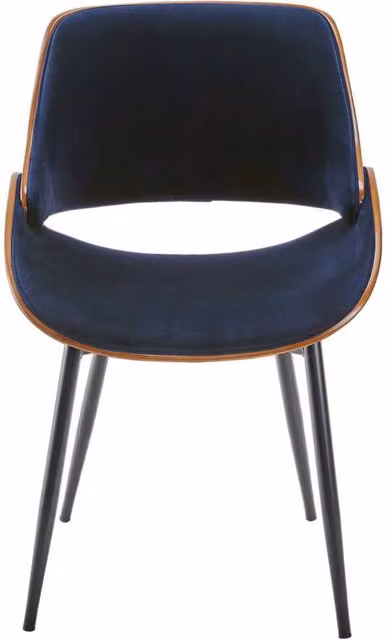 Signature Mannix Walnut-Finish Dining Chair with Blue Velvet Seat, H 78 x W 56 x D 44.5 cm – 1
