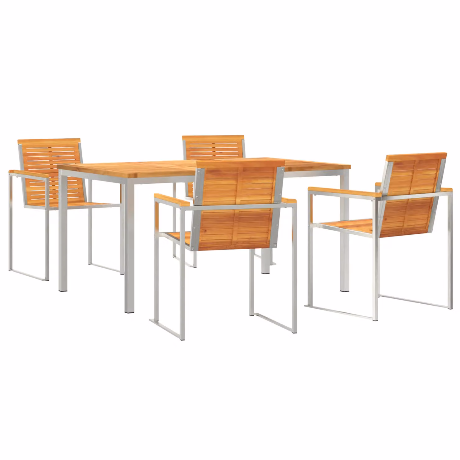 Berkfield Home 5 Piece Garden Dining Set in Brown Solid Acacia Wood and Steel – 2