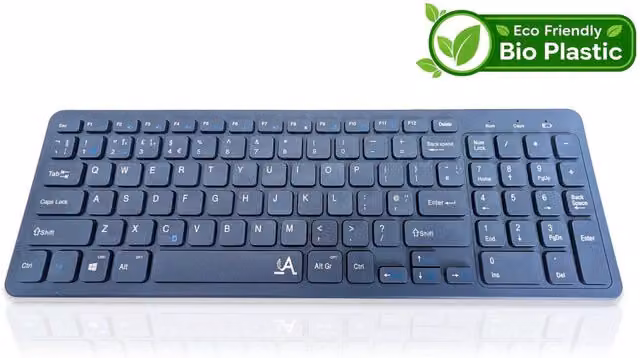 Accuratus Bioplastic 960 Multidevice Wireless Bluetooth and RF Full Size Keyboard - Forest Green and Woad Blue