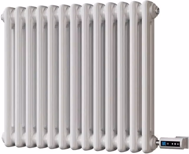 Alpha 2 Column Electric Steel Radiator in White, H: 59.2 cm, W: 50.0 cm