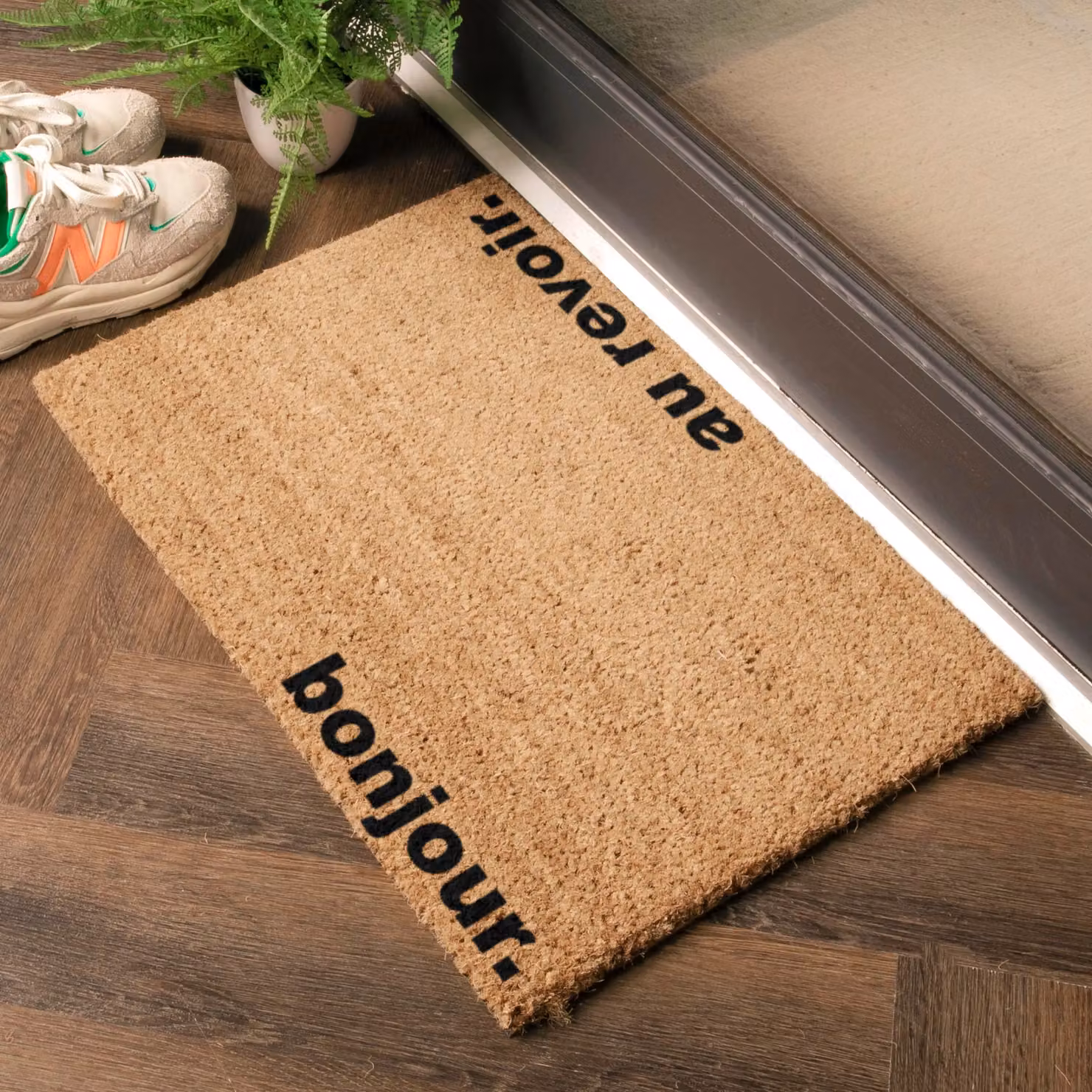 Artsy Mats Bonjour Au Revoir Doormat, Black, W: 60 cm, D: 40 cm – 2
