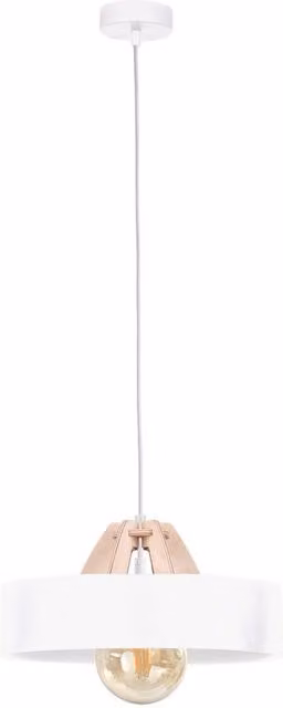 Netlighting Bossi Dome Pendant Ceiling Light in Natural Wood and White, Diameter: 30 cm, 1x E27