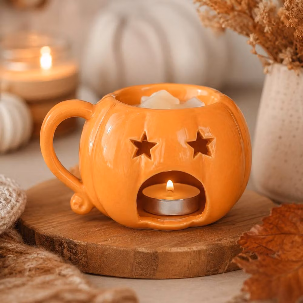 Marco Paul Orange Ceramic Pumpkin Oil Burner and Wax Warmer for Tealights – 3