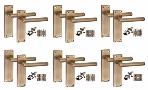 Golden Grace Victorian Straight T-Bar Door Handle Set in Antique Brass, Pack of 6