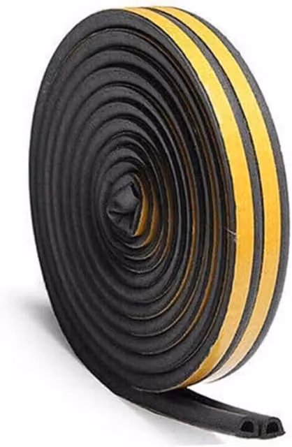 Garden Mile Black Self-Adhesive Waterproof Rubber Draught Excluder Sealant Tape, Profile D