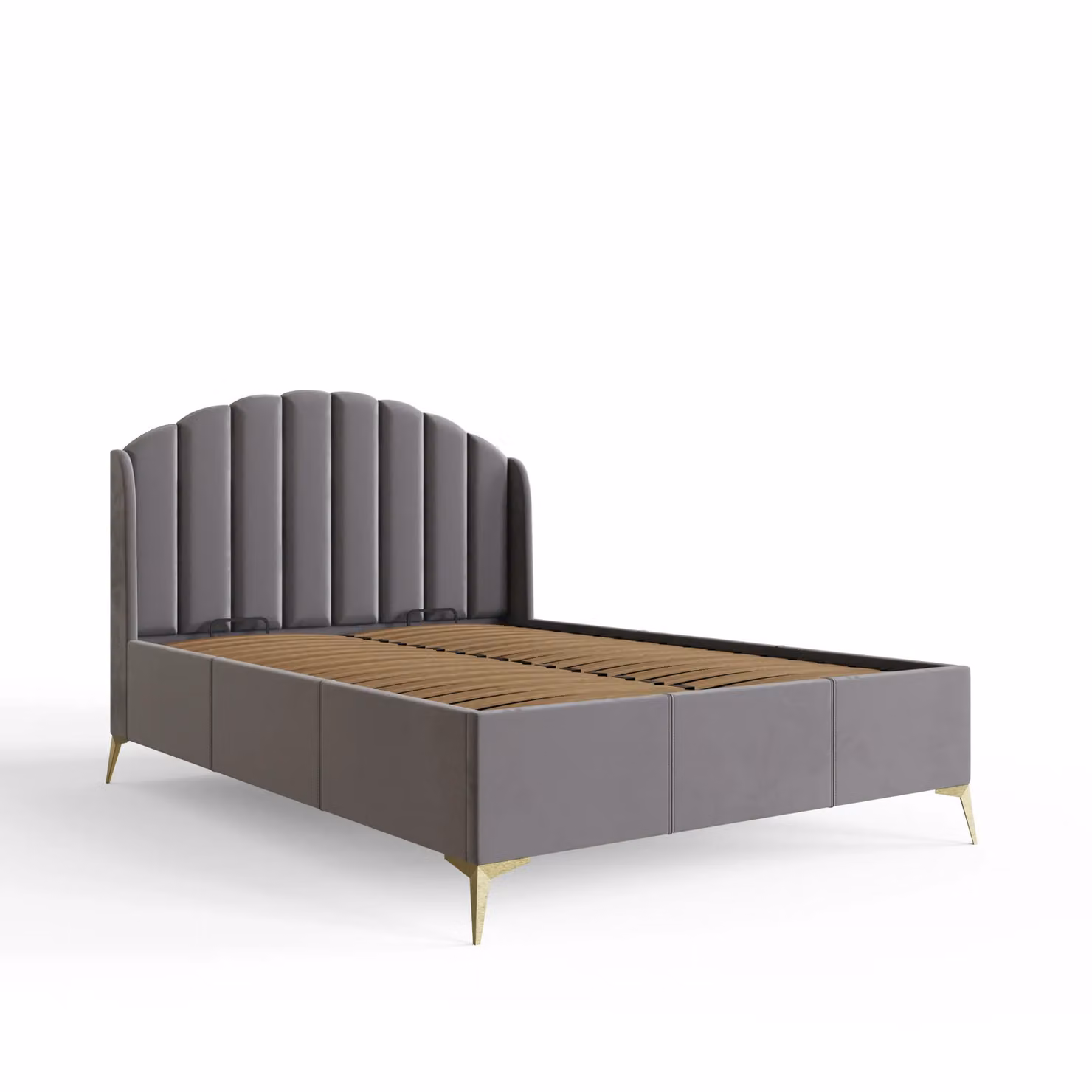 GFW Pettine Grey Velvet Upholstered Ottoman Storage Bed Frame, W/D/H: 180 x 200 cm – 2