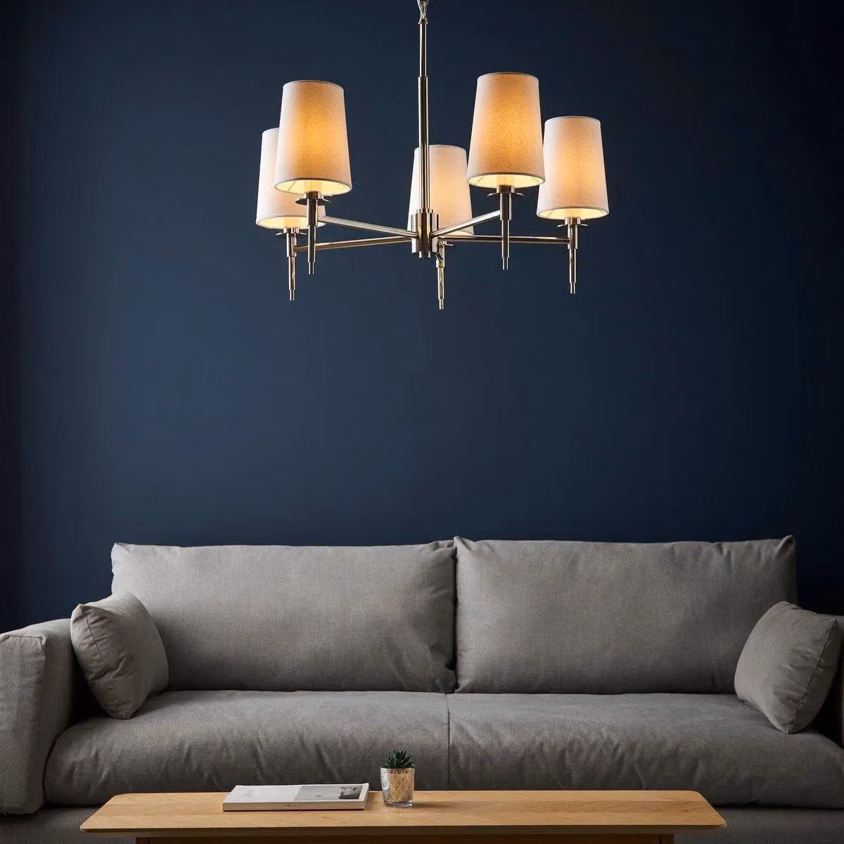 Netlighting Florence Dimmable 5 Light Multi Arm Pendant Ceiling Lamp in Silver and White – 3