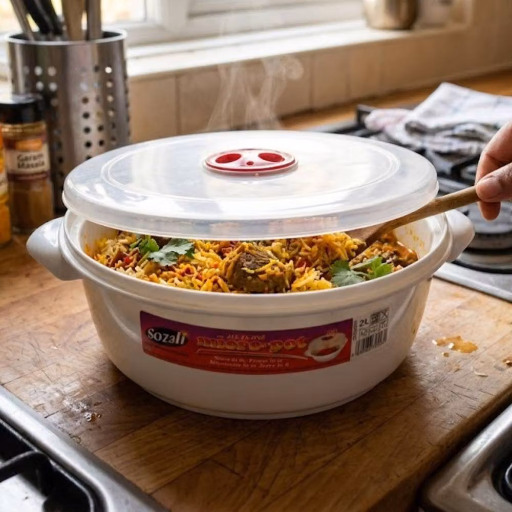Bedsland SZ Micro Pot 2L with Steam Release Valve White Transparent Safe Cooking Container – 2