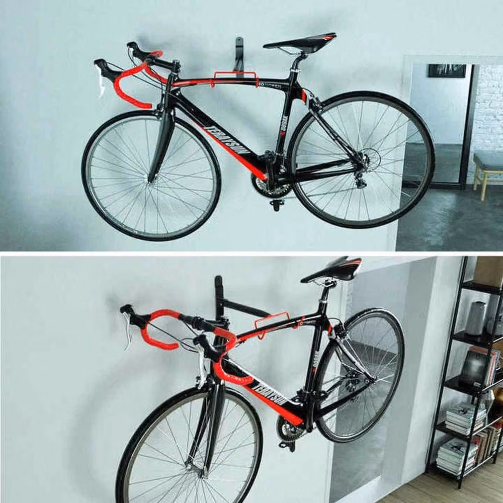 NESTLUNE 2 Pack Foldable Wall Mount Bike Hook Garage Storage Rack, Black, W: 52 cm, H: 52 cm – 3