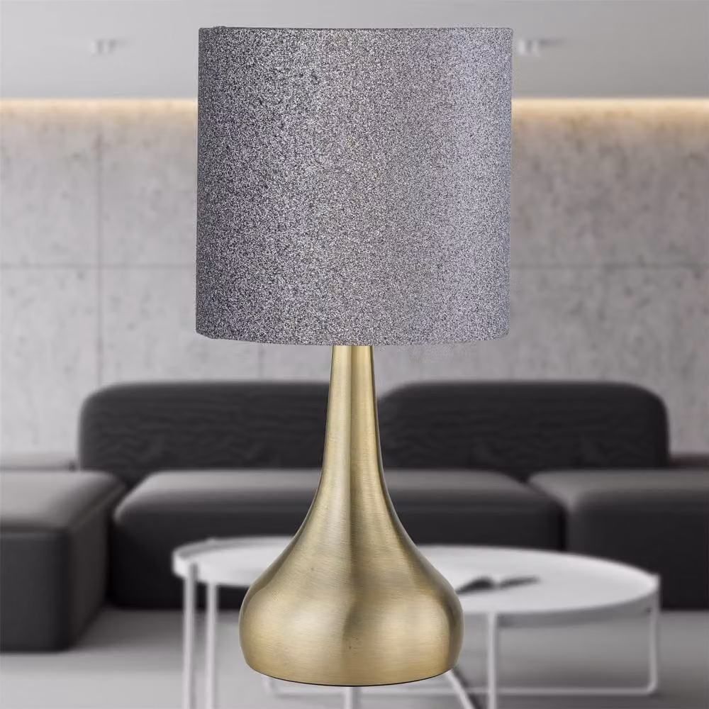First Choice Lighting Romana Set of 2 Antique Brass Touch Table Lamps with Bronze Fabric Cylinder Shades – 3