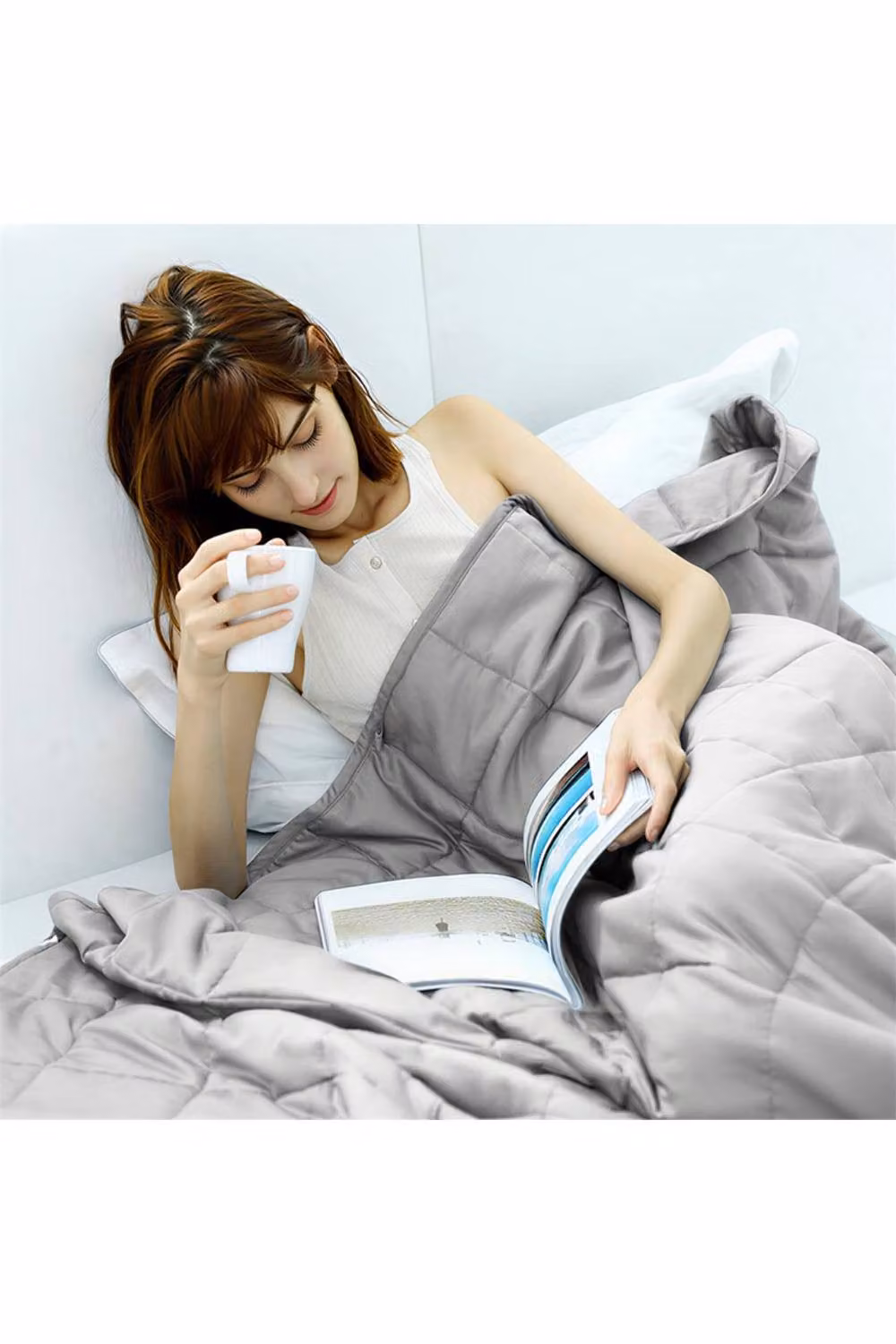 KDMD Grey Breathable All Season Weighted Blanket for Kids, 5.8 kg, W/D/H: 127 x 127 x 127 cm – 3