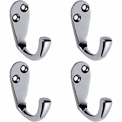Loops Victorian One Piece Single Bathroom Robe Hook, Polished Chrome, 40mm Projection, Pack of 4