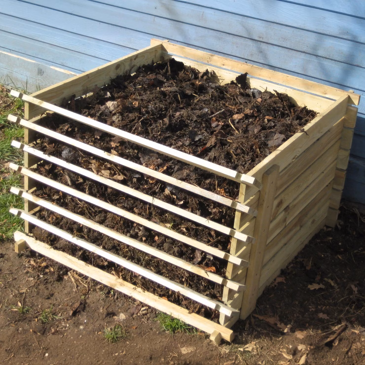 Primrose 530L Wooden Outdoor Compost Bin with Slatted Design in Beige – 2