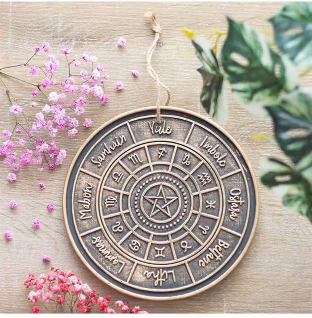 KDMD Bronze Wheel of the Year Hanging Geometric Ceramic Wall Plaque – 1