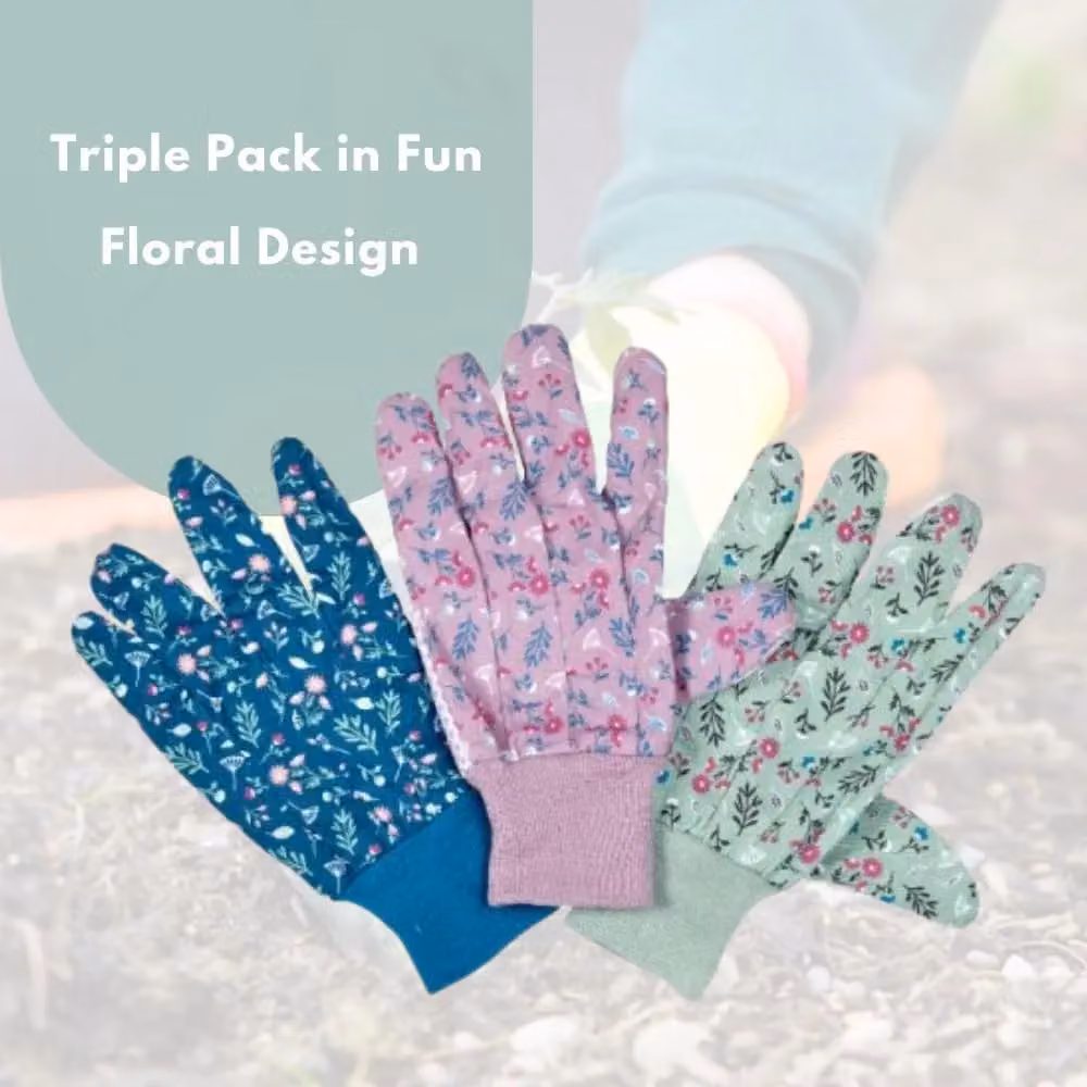 Marco Paul 3-Pack Cotton Grip Medium Gardening Gloves in Multicolour – 4