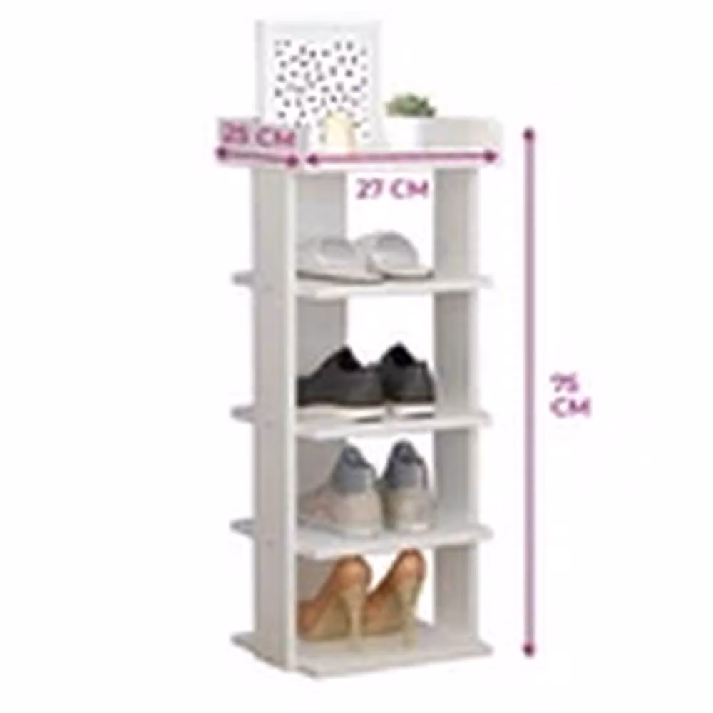 Havendro White Wooden Shoe Rack with Back Panel – 2