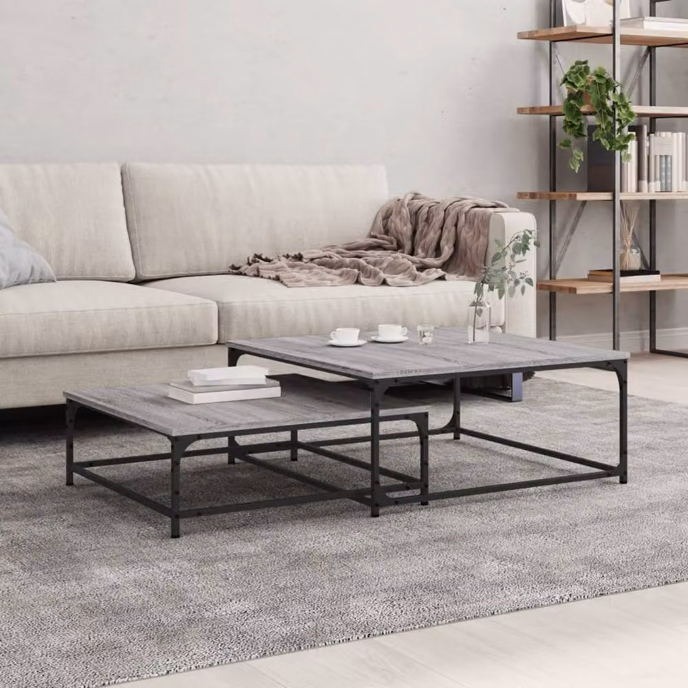 Berkfield Home Nesting Coffee Tables, 2 Piece Set in Grey Sonoma Engineered Wood – 2