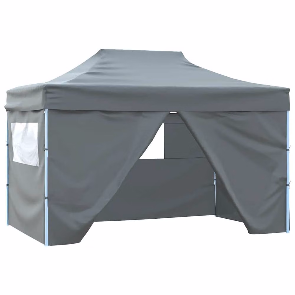 Berkfield Home Durable Foldable Pop-Up Tent with 4 Side Walls, Anthracite, W: 4.5 m, D: 3 m, H: 2.91 m – 2