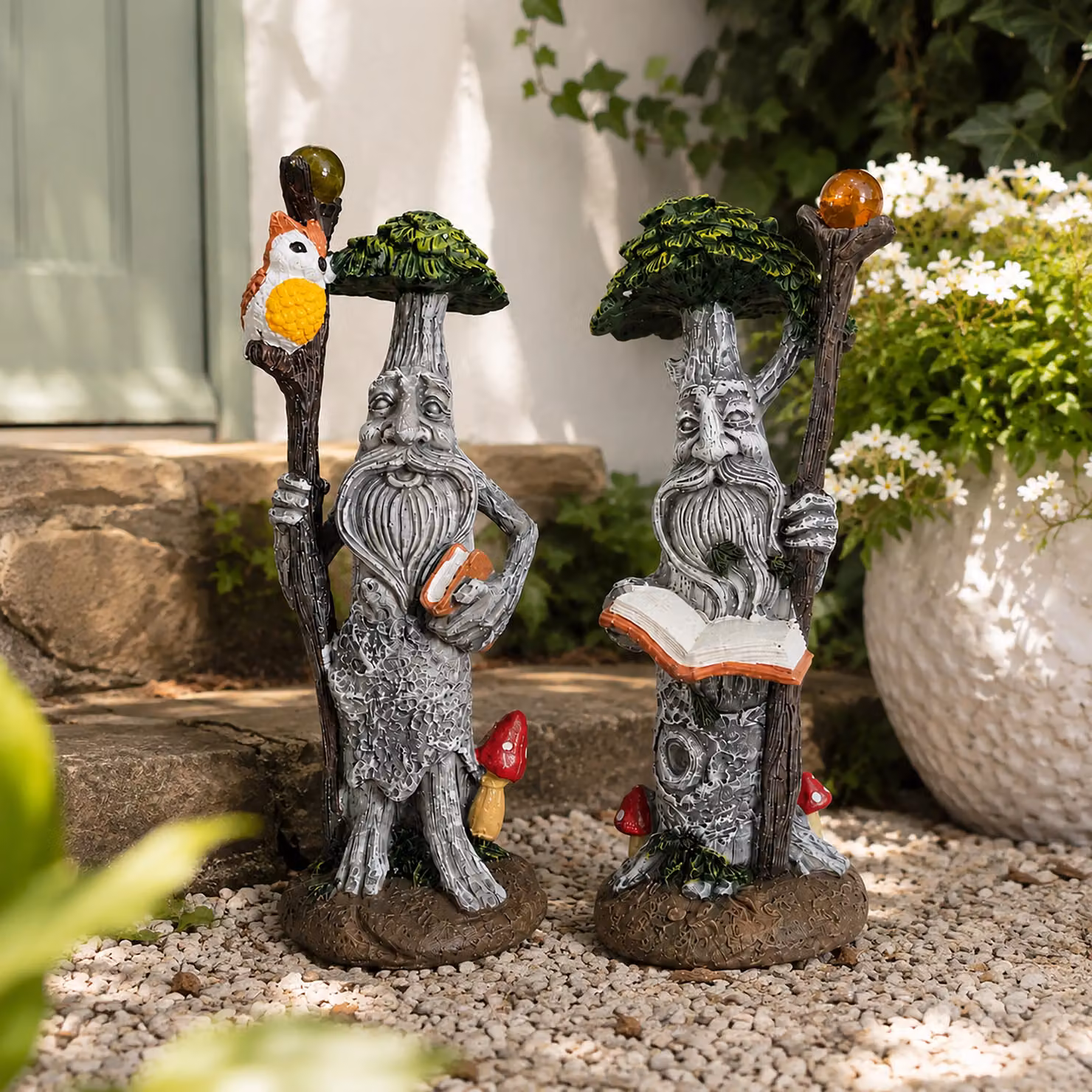 Marco Paul Set of 2 Multicolour Tree Man Garden Ornaments in Resin – 4