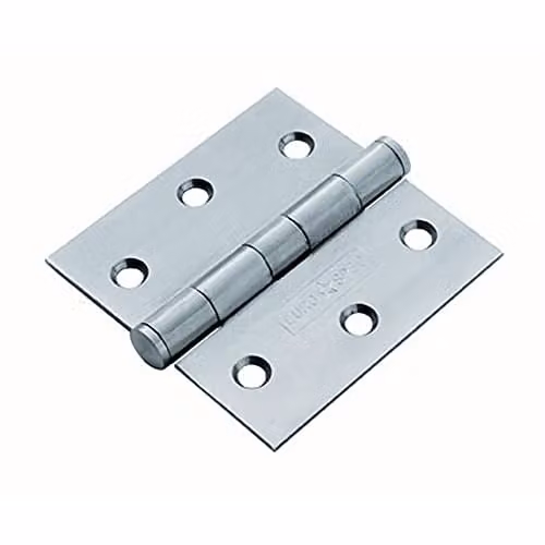 Loops Pair of Satin Stainless Steel Standard Bearing Butt Hinges, W/D/H: 76 x 76 x 0.2 cm