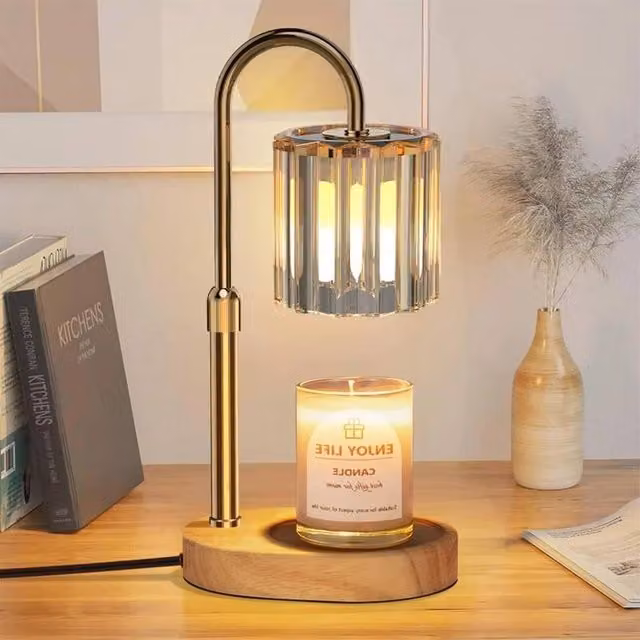Ventryn Gold and Brass Tabletop Candle Warmer Lamp with Timer, Dimmer and 2 Bulbs – 1