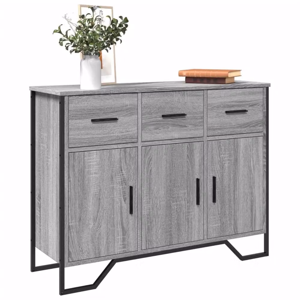 Berkfield Home Modern Grey Sonoma Sideboard in Engineered Wood W/D/H: 97 x 32.5 x 74.5 cm – 2