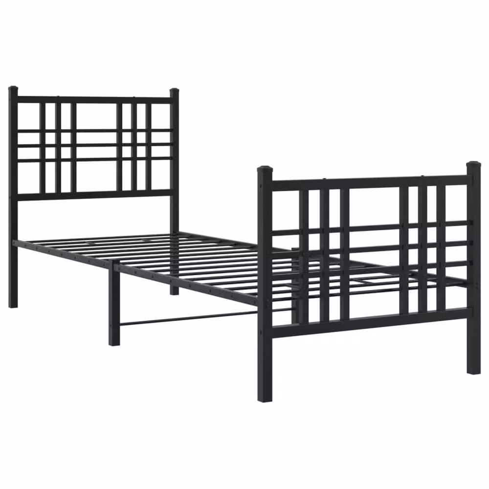 Berkfield Home Metal Bed Frame with Footboard, Black, W: 75 cm, L: 190 cm – 3