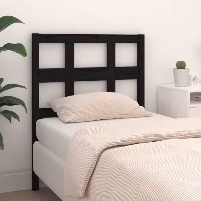 Berkfield Home Beautiful Bed Headboard in Black Solid Pine Wood, W/D/H: 95.5 x 4 x 100 cm – 1