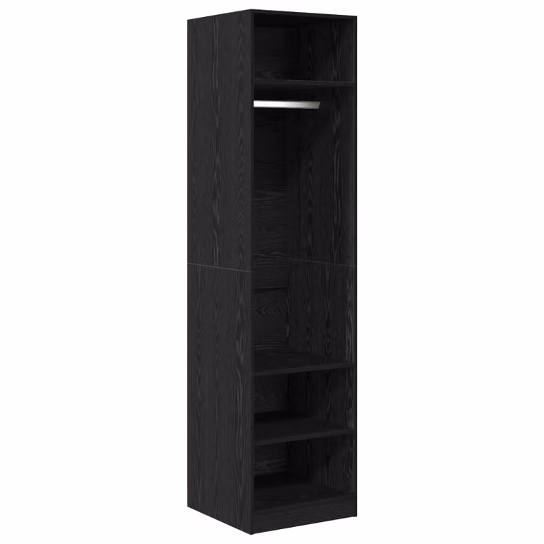Berkfield Home Modern Wardrobe with Open Shelf and Internal Shelves, Black Oak, W/D/H: 50 x 50 x 200 cm