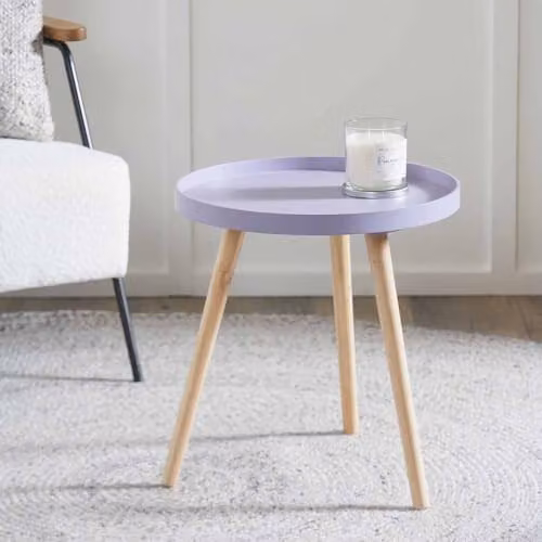 Pacific Lifestyle Round Scandi Wooden Nested End Tables in Lilac