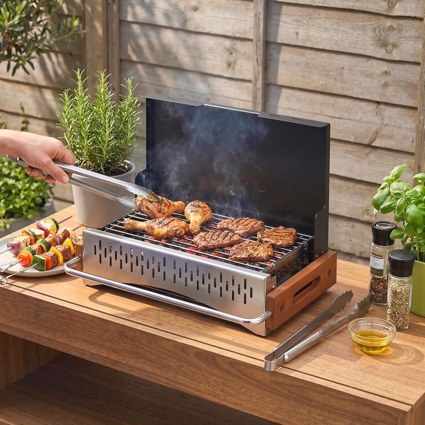 Outsunny Portable Folding Charcoal BBQ Grill in Black – 8